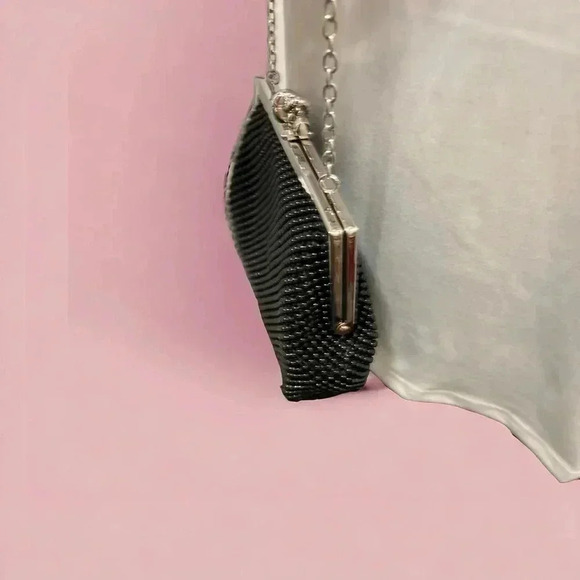 Jessica McClintock Black Beaded Shoulder/Crossbody or Clutch Purse Never used - Picture 8 of 10
